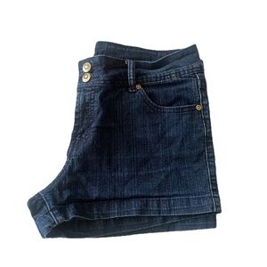 Juniors Denim Shorts Size 9/10 Dark Wash Sequin Pocket Detail Stretch